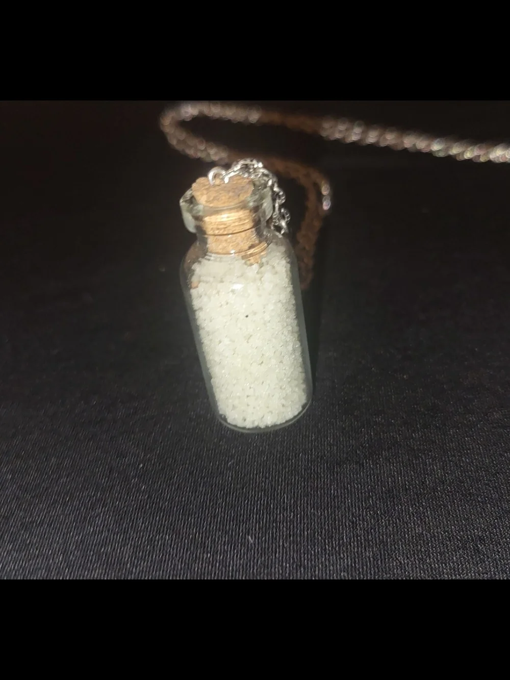 Silver Pendant Bottle Necklace - White Enamel Accent